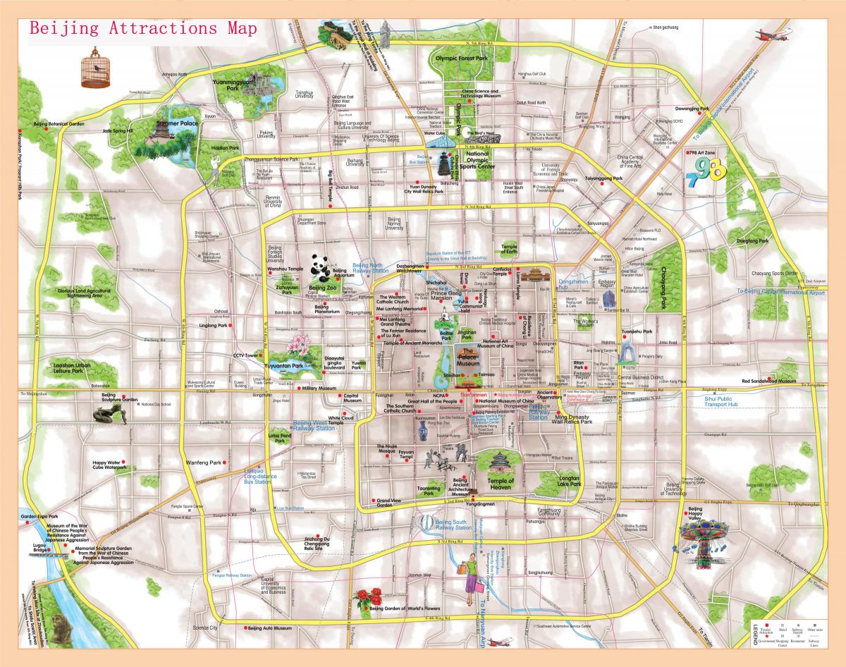 Peking (Peking) Sehenswürdigkeiten Karte