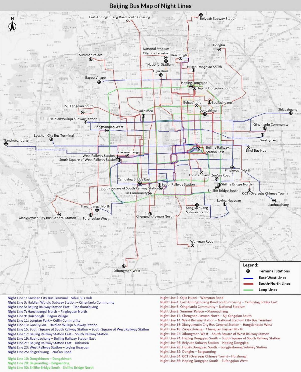 Peking (Peking) Busbahnhof Karte