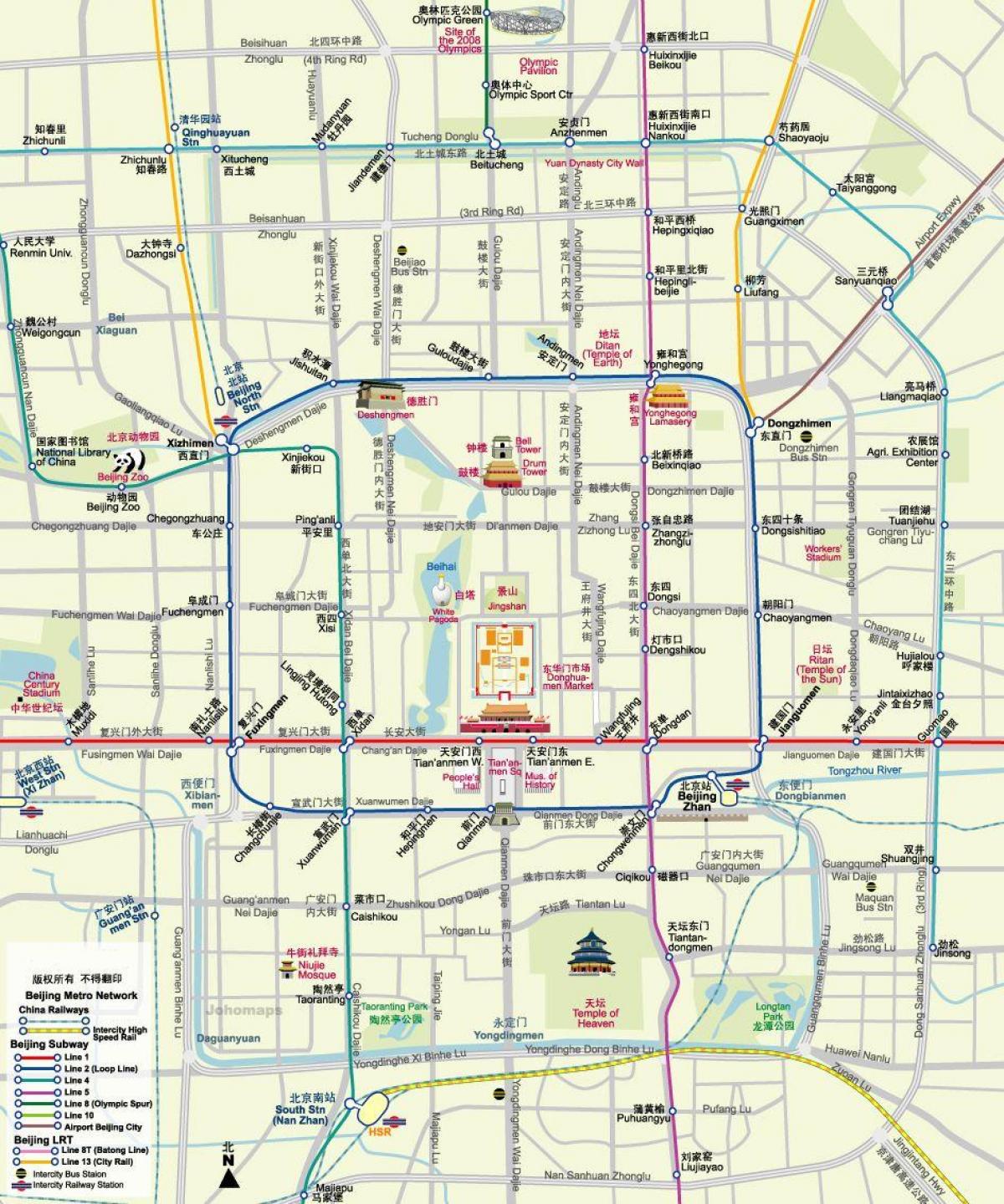 Peking (Peking) Wanderungen Karte